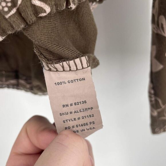 Fresh Produce Women's Floral Round‎ Neck Long Sleeve Top Blouse Brown Size Small - Picture 3 of 9